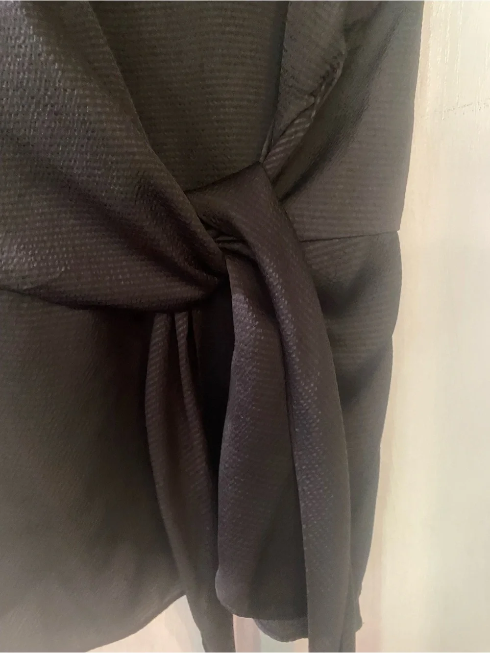 Michael Kors Black Short Sleeve Tie-Waist Blouse